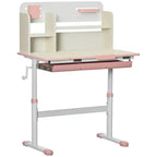 Bureau d'enfant Qaba, table d'étude scolaire réglable en hauteur pour enfants, bureau d'écriture pour étudiant avec plateau inclinable, tiroir, étagère de rangement, porte-stylo