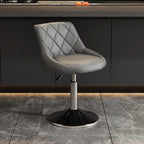 Tabouret de bar pivotant, capitonné en losanges, réglable, cuir PU noir et rouge