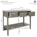 Sunnydaze – Console d'entrée d'intérieur en MDF avec 3 tiroirs – 76 cm H – Gris tonnerre