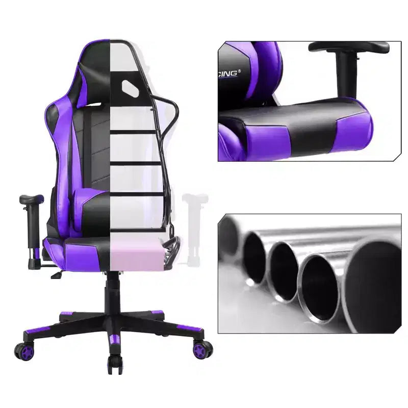 Chaise de Bureau Gaming en Cuir PU avec Appuie-tête et Coussin Lombaire Ajustables - GTRACING