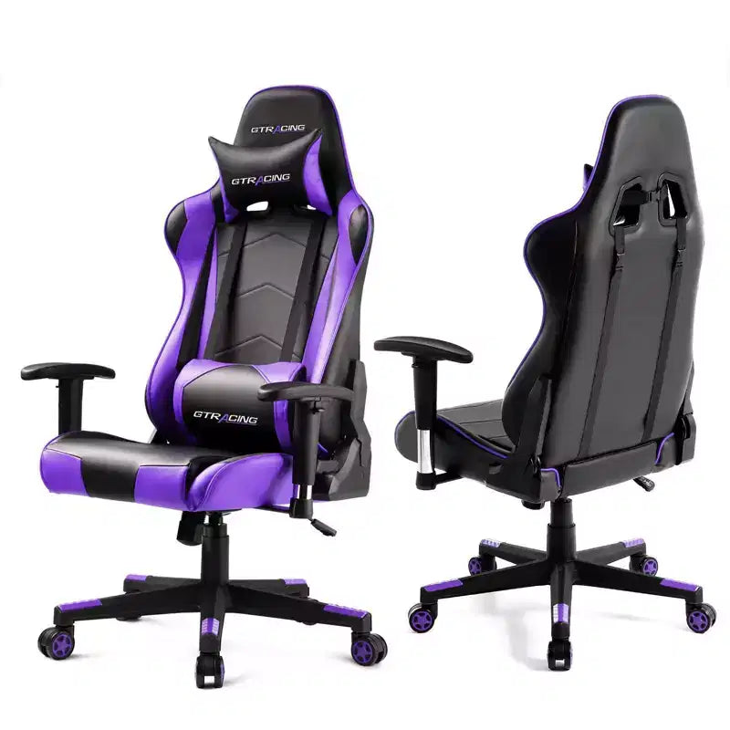 Chaise de Bureau Gaming en Cuir PU avec Appuie-tête et Coussin Lombaire Ajustables - GTRACING