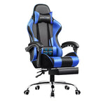 Chaise de gaming avec repose-pieds et oreiller de massage lombaire ergonomique en cuir PU - GTRACING