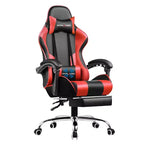Chaise de gaming avec repose-pieds et oreiller de massage lombaire ergonomique en cuir PU - GTRACING