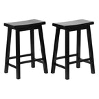 Tabourets de bar PJ Wood Classic Saddle-Seat de 61 cm pour cuisines, salles à manger et bars, avec assise sans dossier et 4 pieds carrés, noirs (lot de 4)
