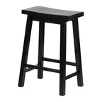 Tabourets de bar PJ Wood Classic Saddle-Seat de 61 cm pour cuisines, salles à manger et bars, avec assise sans dossier et 4 pieds carrés, noirs (lot de 4)