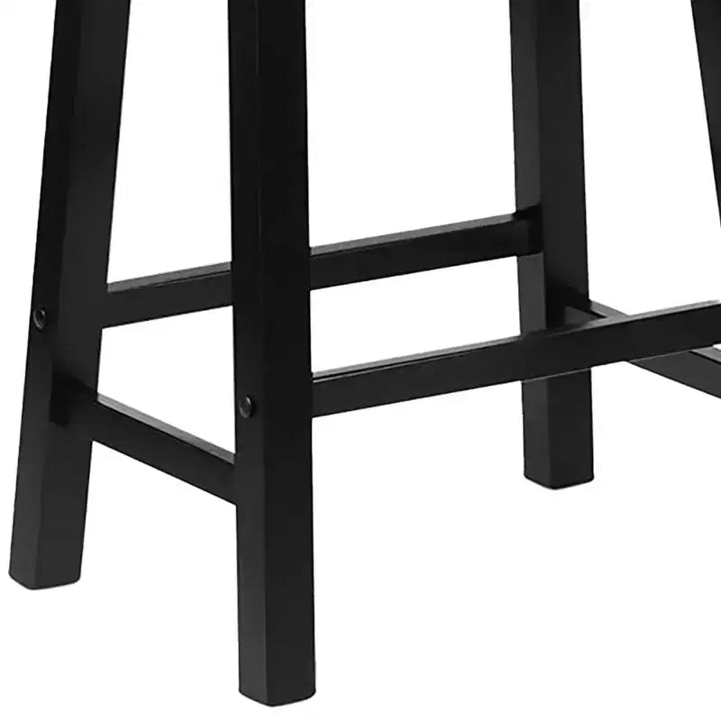 Tabourets de bar PJ Wood Classic Saddle-Seat de 61 cm pour cuisines, salles à manger et bars, avec assise sans dossier et 4 pieds carrés, noirs (lot de 4)