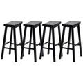 PJ Wood Classic Saddle-Seat 29 Tall Kitchen Counter Stools for Homes, Dining Spaces, and Bars with Backless Seats and 4 Square Legs, Black (4 Pack)