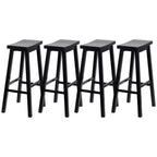 PJ Wood Classic Saddle-Seat 29 Tall Kitchen Counter Stools for Homes, Dining Spaces, and Bars with Backless Seats and 4 Square Legs, Black (4 Pack)