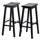 Tabourets de bar PJ Wood Classic Saddle-Seat de 73,66 cm pour cuisines, salles à manger et bars, sans dossier et avec 4 pieds carrés, noirs (lot de 4)