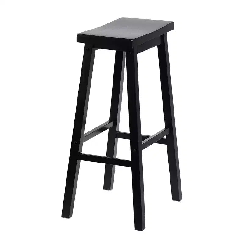 Tabourets de bar PJ Wood Classic Saddle-Seat de 73,66 cm pour cuisines, salles à manger et bars, sans dossier et avec 4 pieds carrés, noirs (lot de 4)