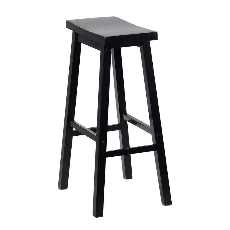 Tabourets de bar PJ Wood Classic Saddle-Seat de 73,66 cm pour cuisines, salles à manger et bars, sans dossier et avec 4 pieds carrés, noirs (lot de 4)