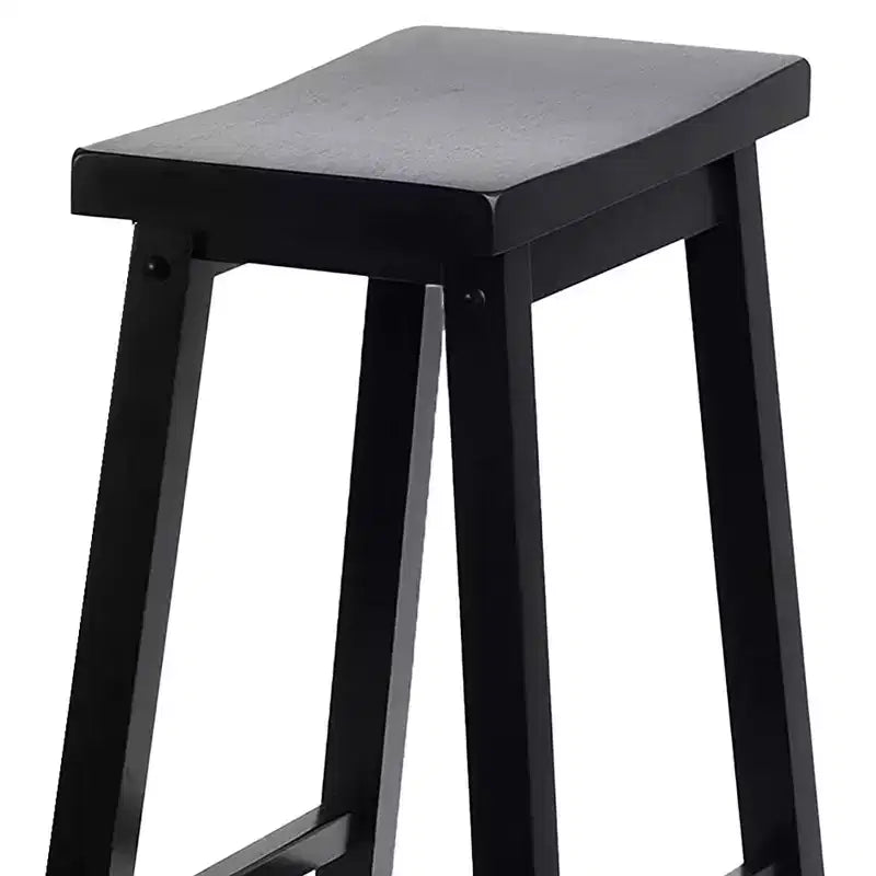 Tabourets de bar PJ Wood Classic Saddle-Seat de 73,66 cm pour cuisines, salles à manger et bars, sans dossier et avec 4 pieds carrés, noirs (lot de 4)