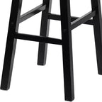 Tabourets de bar PJ Wood Classic Saddle-Seat de 73,66 cm pour cuisines, salles à manger et bars, sans dossier et avec 4 pieds carrés, noirs (lot de 4)