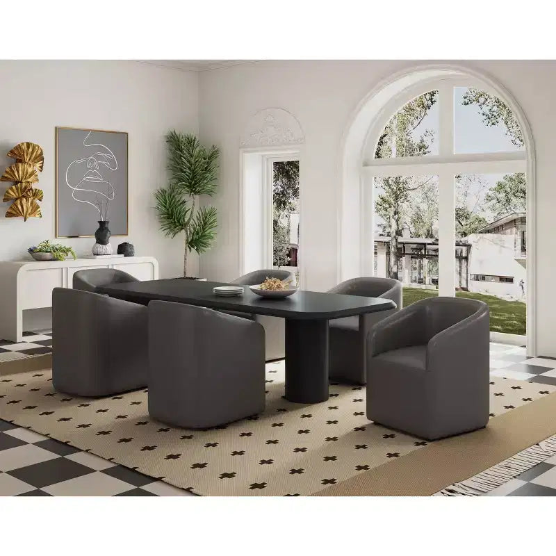 Chaise de salle à manger moderne ronde en similicuir Anna - Manhattan Comfort