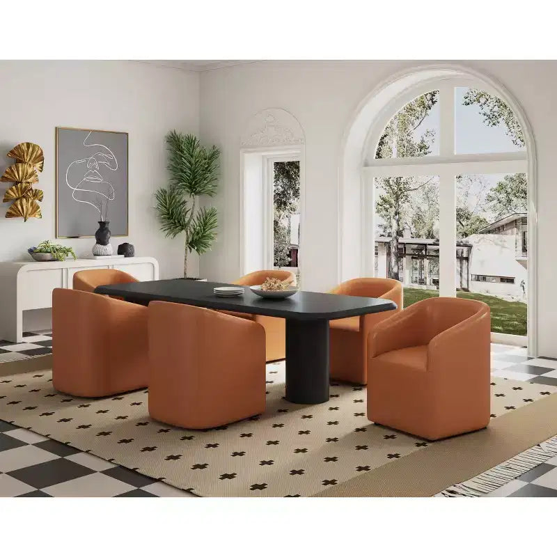 Chaise de salle à manger moderne ronde en similicuir Anna - Manhattan Comfort