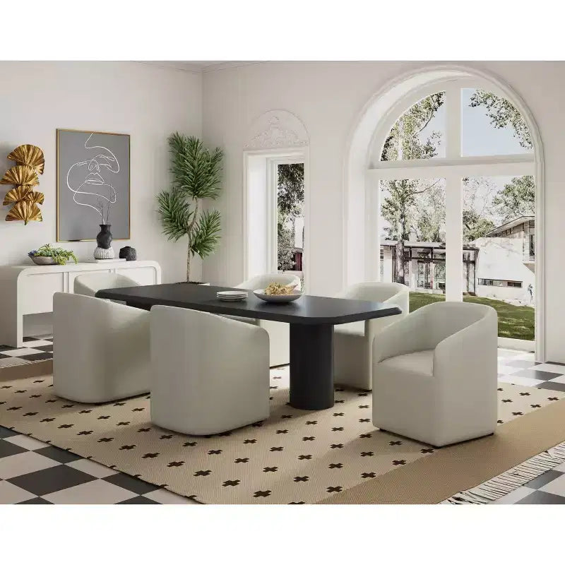 Chaise de salle à manger moderne ronde en similicuir Anna - Manhattan Comfort