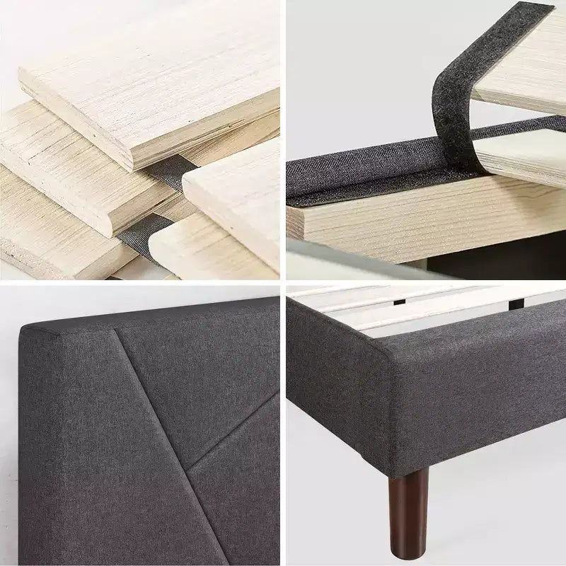 Lit plateforme rembourré Judy gris - Zinus