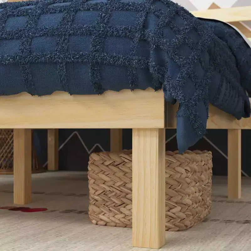 Cadre de lit plateforme en bois Robin avec tête de lit naturelle - Zinus