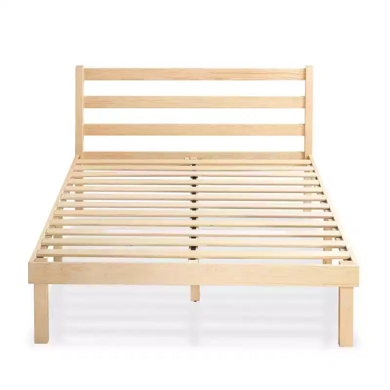 Cadre de lit plateforme en bois Robin avec tête de lit naturelle - Zinus