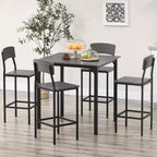 HOMCOM Ensemble Table de Bar Haute Moderne avec Tabourets, Table de Cuisine Compacte avec Repose-Pieds, Pieds en Métal