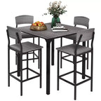 HOMCOM Ensemble Table de Bar Haute Moderne avec Tabourets, Table de Cuisine Compacte avec Repose-Pieds, Pieds en Métal