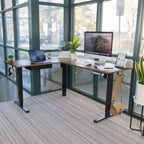 Mount-It! Grand bureau d'angle électrique réglable en hauteur, bureau assis-debout automatique avec réglage en hauteur ergonomique et fluide de 71,9 à 118,1 cm, marron