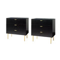 Brian 32 Tall 3 Drawer Bachelor?s Chest with storage for bedroom Set of 2| ART OF LIVING DESIGNS-BLACK