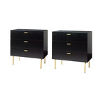 Brian 32 Tall 3 Drawer Bachelor?s Chest with storage for bedroom Set of 2| ART OF LIVING DESIGNS-BLACK