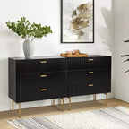 Commode Brian 32 avec 3 tiroirs et rangement pour chambre à coucher, lot de 2 | ART OF LIVING DESIGNS-BLACK