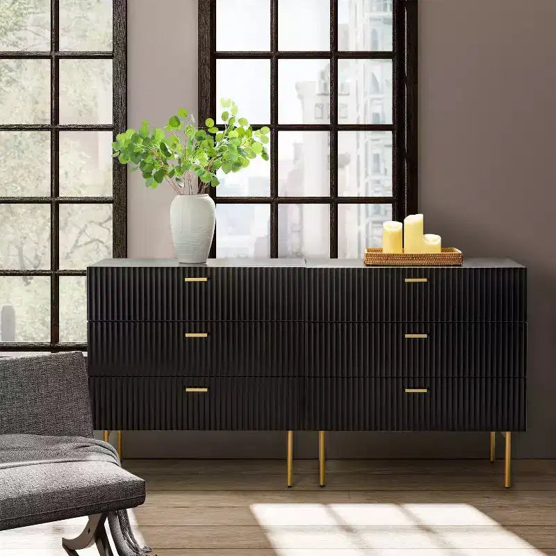 Commode Brian 32 avec 3 tiroirs et rangement pour chambre à coucher, lot de 2 | ART OF LIVING DESIGNS-BLACK