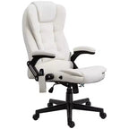 HOMCOM Fauteuil de Bureau de Massage Vibratoire à 6 Points Chauffant, Fauteuil de Bureau de Direction à Dossier Haut en Velours avec Dossier Inclinable, Accoudoirs