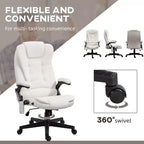 HOMCOM Fauteuil de Bureau de Massage Vibratoire à 6 Points Chauffant, Fauteuil de Bureau de Direction à Dossier Haut en Velours avec Dossier Inclinable, Accoudoirs