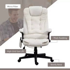 HOMCOM Fauteuil de Bureau de Massage Vibratoire à 6 Points Chauffant, Fauteuil de Bureau de Direction à Dossier Haut en Velours avec Dossier Inclinable, Accoudoirs