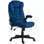 HOMCOM Fauteuil de Bureau de Massage Vibratoire à 6 Points Chauffant, Fauteuil de Bureau de Direction à Dossier Haut en Velours avec Dossier Inclinable, Accoudoirs