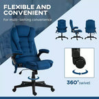 HOMCOM Fauteuil de Bureau de Massage Vibratoire à 6 Points Chauffant, Fauteuil de Bureau de Direction à Dossier Haut en Velours avec Dossier Inclinable, Accoudoirs
