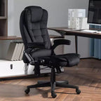 HOMCOM Fauteuil de Bureau de Massage Vibratoire à 6 Points Chauffant, Fauteuil de Bureau de Direction à Dossier Haut en Velours avec Dossier Inclinable, Accoudoirs