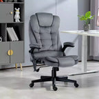 HOMCOM Fauteuil de Bureau de Massage Vibratoire à 6 Points Chauffant, Fauteuil de Bureau de Direction à Dossier Haut en Velours avec Dossier Inclinable, Accoudoirs