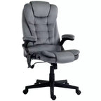 HOMCOM Fauteuil de Bureau de Massage Vibratoire à 6 Points Chauffant, Fauteuil de Bureau de Direction à Dossier Haut en Velours avec Dossier Inclinable, Accoudoirs