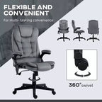 HOMCOM Fauteuil de Bureau de Massage Vibratoire à 6 Points Chauffant, Fauteuil de Bureau de Direction à Dossier Haut en Velours avec Dossier Inclinable, Accoudoirs
