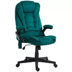 HOMCOM Fauteuil de Bureau de Massage Vibratoire à 6 Points Chauffant, Fauteuil de Bureau de Direction à Dossier Haut en Velours avec Dossier Inclinable, Accoudoirs