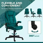 HOMCOM Fauteuil de Bureau de Massage Vibratoire à 6 Points Chauffant, Fauteuil de Bureau de Direction à Dossier Haut en Velours avec Dossier Inclinable, Accoudoirs