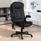 HOMCOM Fauteuil de Bureau de Massage Vibratoire à 6 Points Chauffant, Fauteuil de Bureau de Direction à Dossier Haut en Velours avec Dossier Inclinable, Accoudoirs