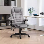 HOMCOM Fauteuil de Bureau de Massage Vibratoire à 6 Points Chauffant, Fauteuil de Bureau de Direction à Dossier Haut en Velours avec Dossier Inclinable, Accoudoirs