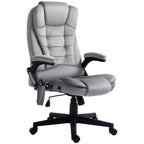 HOMCOM Fauteuil de Bureau de Massage Vibratoire à 6 Points Chauffant, Fauteuil de Bureau de Direction à Dossier Haut en Velours avec Dossier Inclinable, Accoudoirs