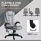 HOMCOM Fauteuil de Bureau de Massage Vibratoire à 6 Points Chauffant, Fauteuil de Bureau de Direction à Dossier Haut en Velours avec Dossier Inclinable, Accoudoirs