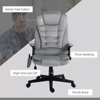 HOMCOM Fauteuil de Bureau de Massage Vibratoire à 6 Points Chauffant, Fauteuil de Bureau de Direction à Dossier Haut en Velours avec Dossier Inclinable, Accoudoirs