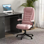 HOMCOM Fauteuil de Bureau de Massage Vibratoire à 6 Points Chauffant, Fauteuil de Bureau de Direction à Dossier Haut en Velours avec Dossier Inclinable, Accoudoirs