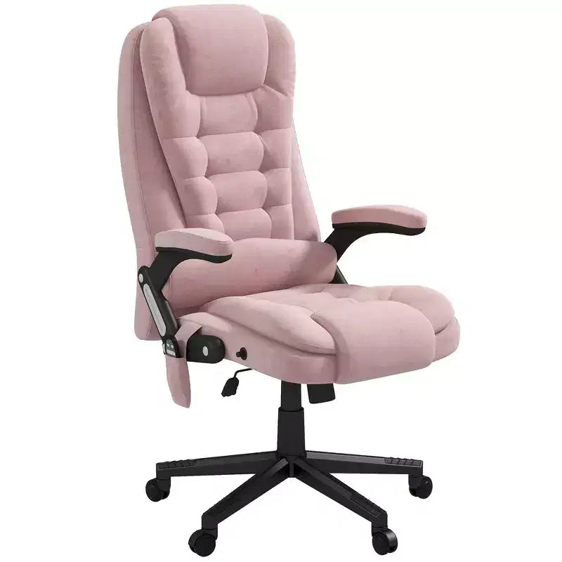 HOMCOM Fauteuil de Bureau de Massage Vibratoire à 6 Points Chauffant, Fauteuil de Bureau de Direction à Dossier Haut en Velours avec Dossier Inclinable, Accoudoirs