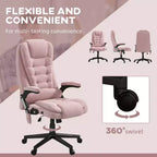 HOMCOM Fauteuil de Bureau de Massage Vibratoire à 6 Points Chauffant, Fauteuil de Bureau de Direction à Dossier Haut en Velours avec Dossier Inclinable, Accoudoirs