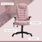 HOMCOM Fauteuil de Bureau de Massage Vibratoire à 6 Points Chauffant, Fauteuil de Bureau de Direction à Dossier Haut en Velours avec Dossier Inclinable, Accoudoirs